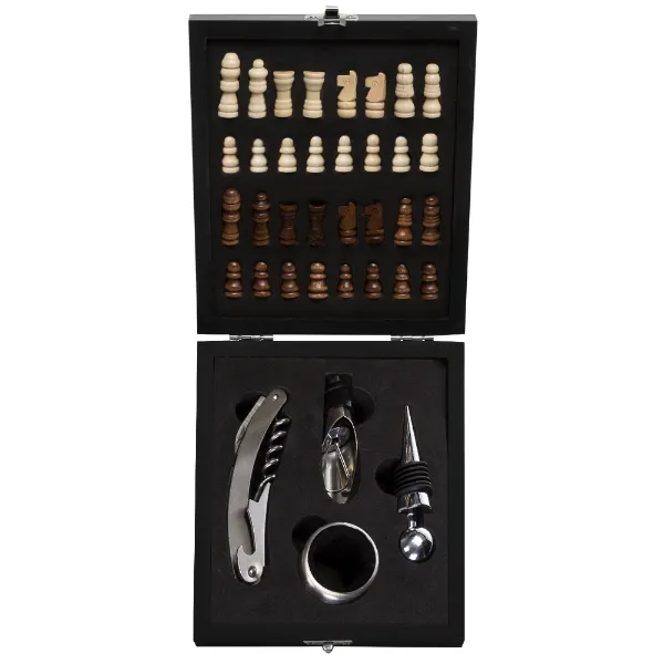 Kit Vinho Xadrez personalizado com 4 peças Kit Vinho Xadrez personalizado com 4 peças